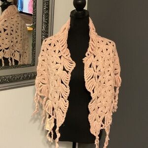 Abercrombie & Fitch Peach Crochet Shawl